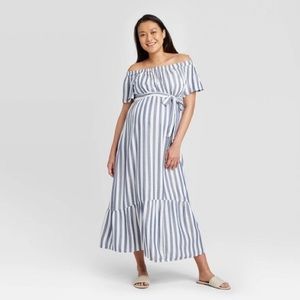 Target Maternity Striped Short Sleeve Maxi Dress